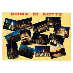 Vintage Roma Di Notte Postcard Italy 1971 Vacation Tourism Roadside Attraction